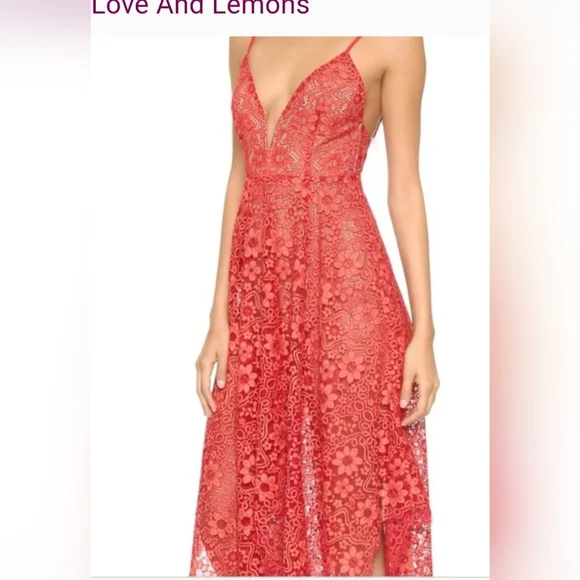 For Love And Lemons Red Lace Maxi Dress - Picture 15 of 15